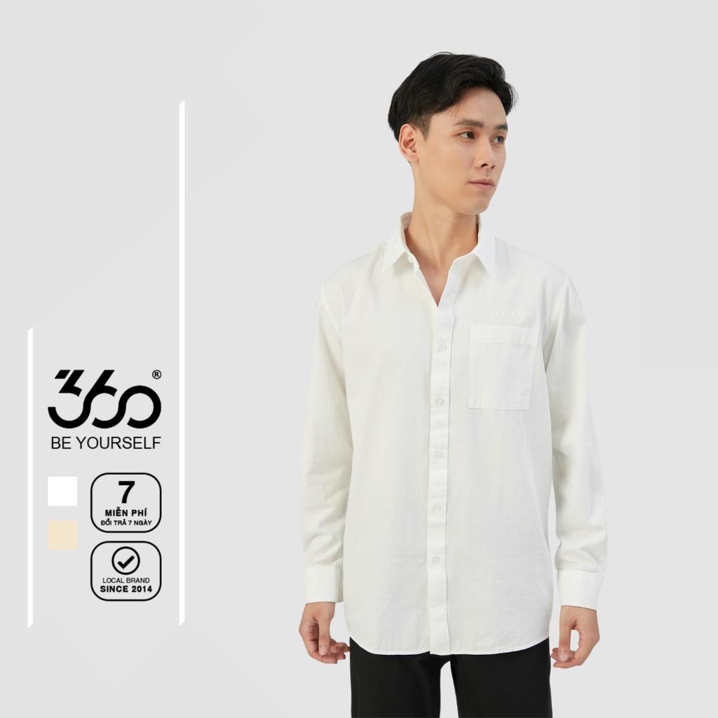 Áo sơ mi dài tay cổ bẻ thương hiệu 360 Boutique chất liệu cotton dệt vân chéo - SHDTK330