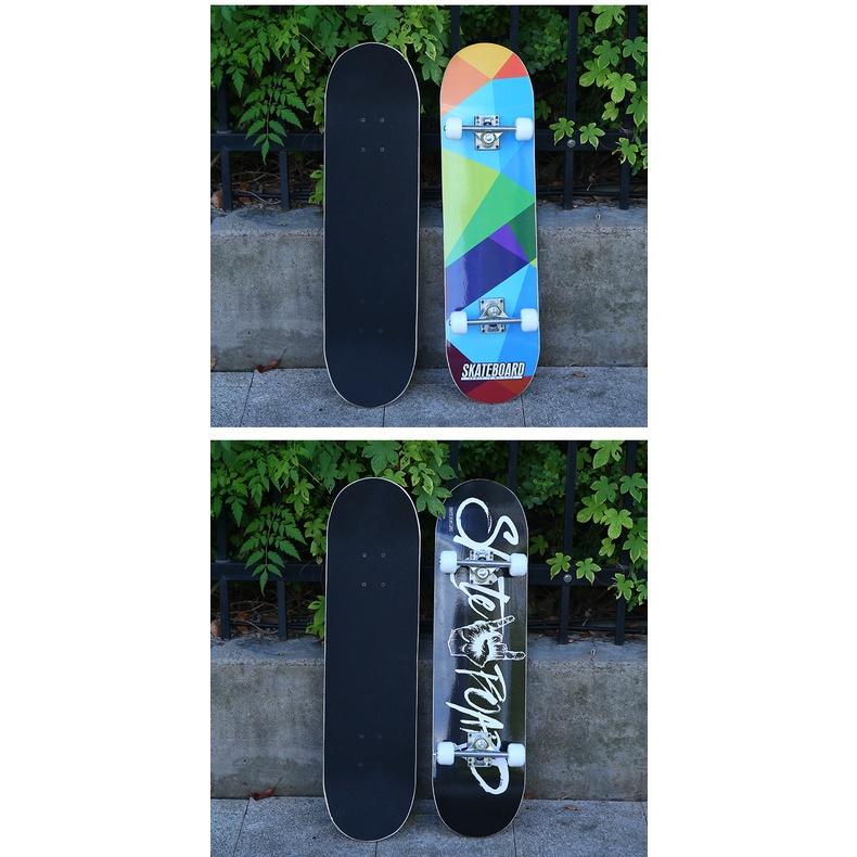 Ván trượt thể thao mặt nhám in hình skateboard dành cho người lớn trẻ em gỗ phong ép 80cm