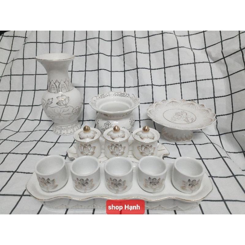 Combo Ông Địa Thần Tài bạch ngọc viền sen vàng size nhỏ xíu