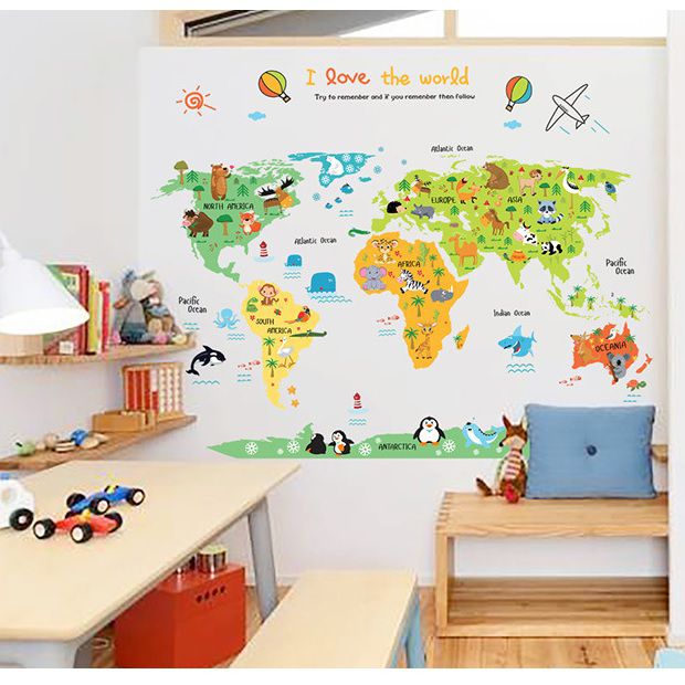 Decal dán tường tranh dán phòng bé yêu vừa học vừa chơi AmyShop DB065