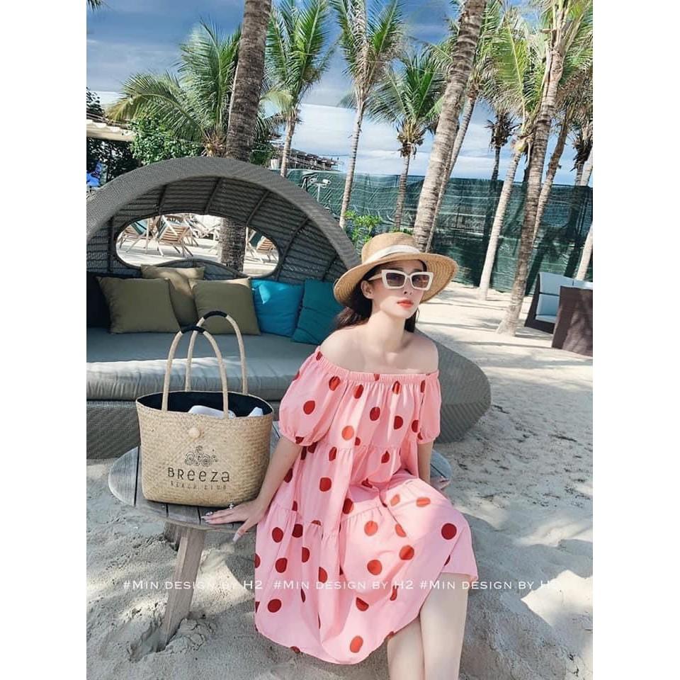 Váy bầu trễ vai họa tiết hoa cúc mặc bầu và sau sinh, đầm bầu thiết kế phong cách tiểu thư sang chảnh V270