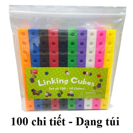 Đồ chơi giáo dục NUMBER BLOCK Linking Cubes học toán và xếp hình sáng tạo 100 khối 10 màu sắc