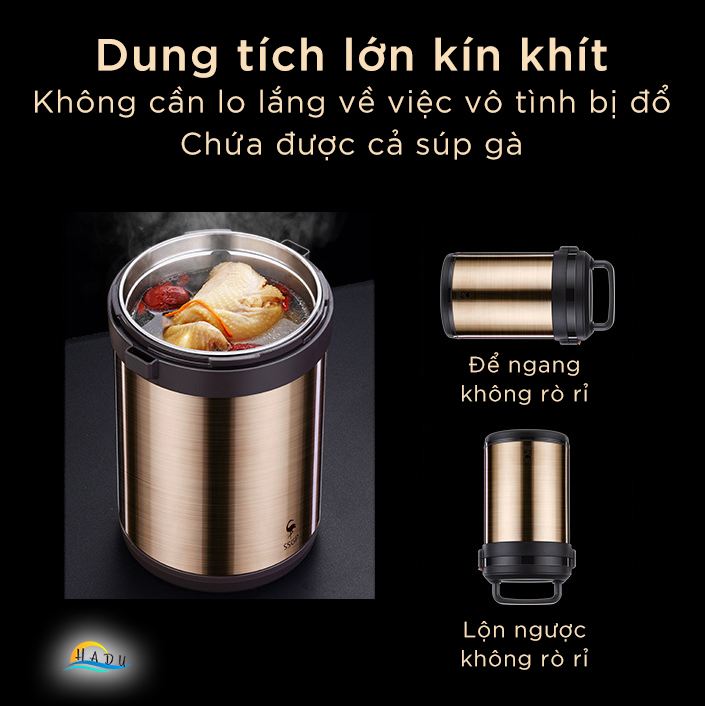 Hộp Đựng Cơm Giữ Nhiệt Inox 304 Văn Phòng 2 Tầng 1600ml 2000ml Cao Cấp Đạt Chất Lượng Đức SSGP