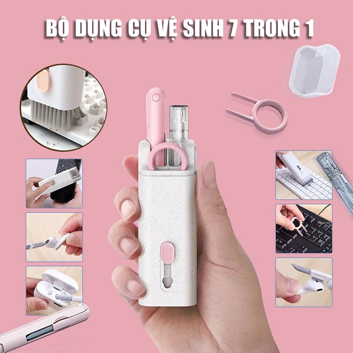 Bộ Dụng Cụ Vệ Sinh Laptop - Máy tính - Bàn Phím - Tai Nghe Airpod Đa Năng 7 in 1 Siêu Nhỏ Gọn