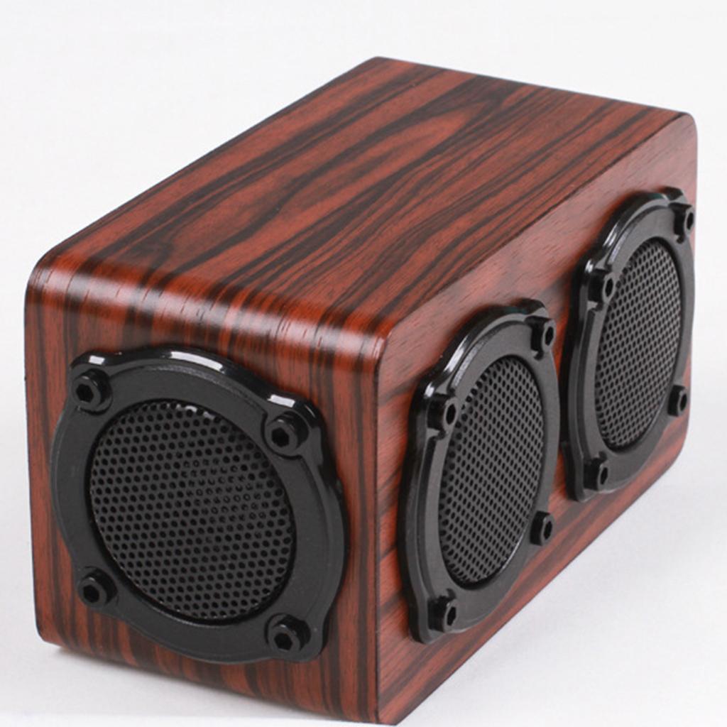 FM Stereo Radio Hi-Fi 3D Loud Bluetooth Speaker Wireless Wooden Super