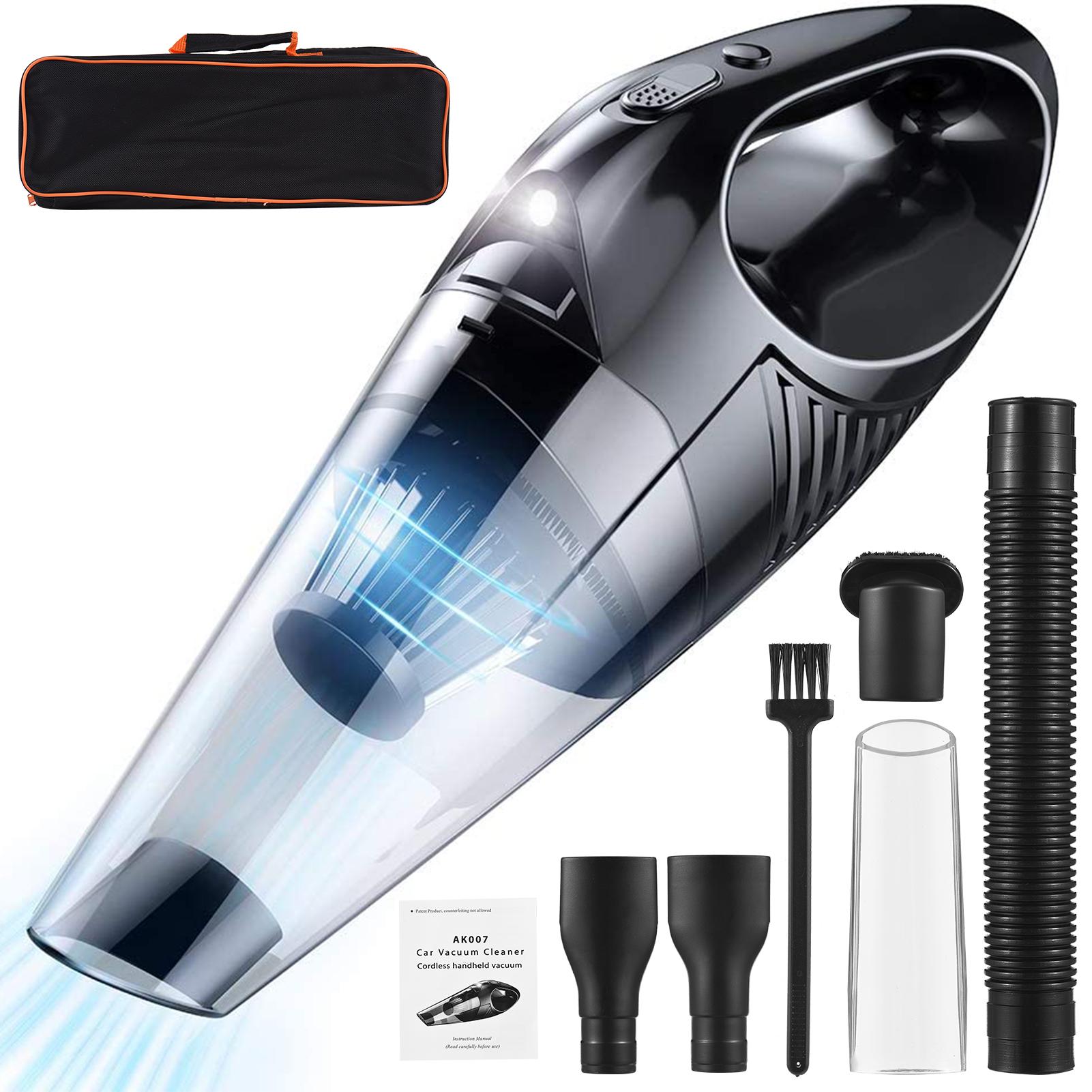 Máy hút bụi ô tô cầm tay không dây 8KPa Máy hút bụi ô tô cầm tay có thể sạc lại mạnh mẽ với đèn LED Đầu phun bàn chải dài ngắn cho thảm lông thú cưng bụi bẩn khô và ướt tại nhà