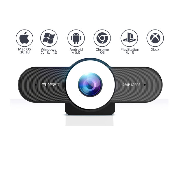 Webcam eMeet C970L Full HD 1080P kèm micro, tùy chỉnh độ sáng, chỉnh màu - Hàng chính hãng