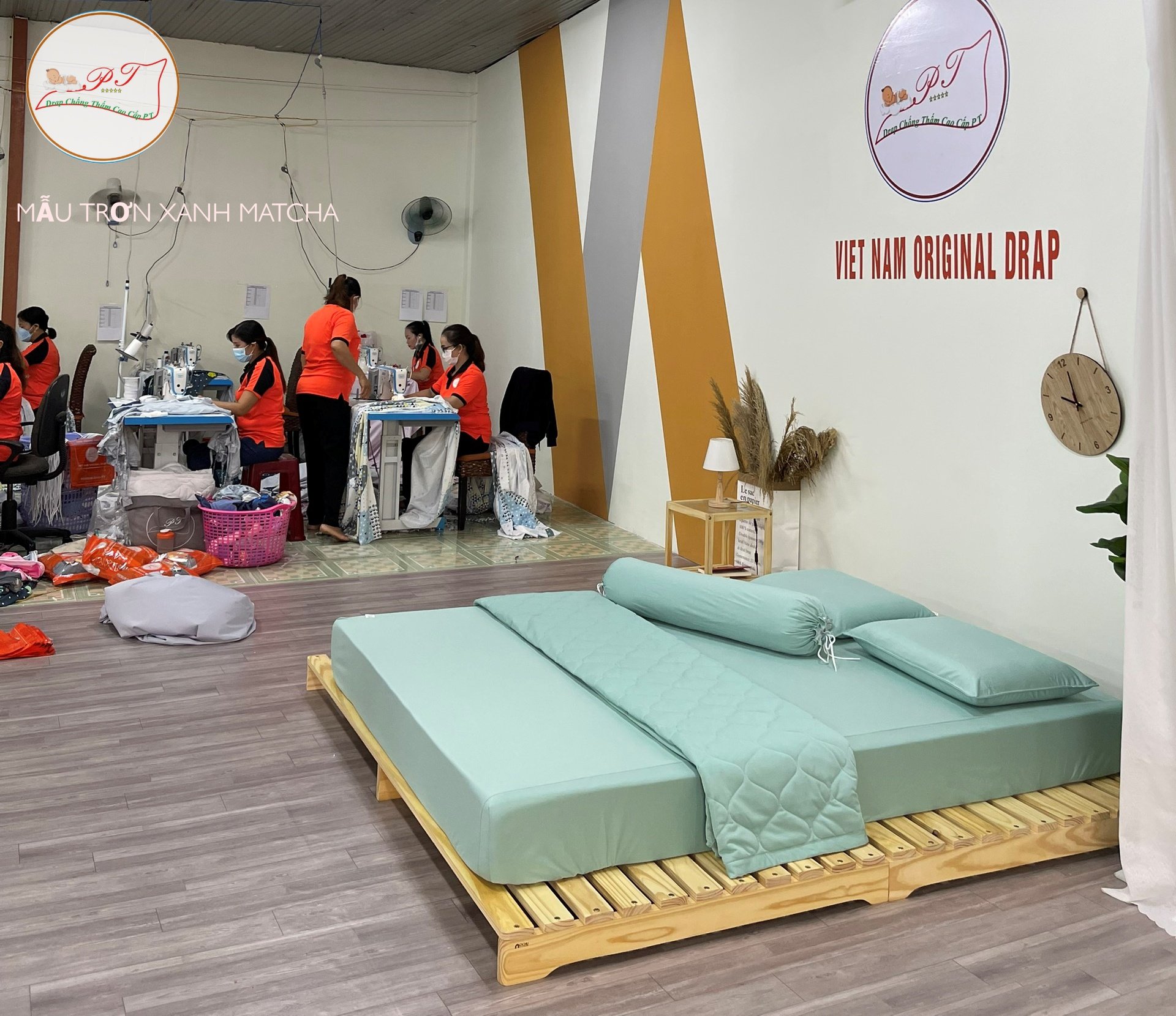 Ga Chống Thấm Cao Cấp PT Mẫu Họa Tiết Trơn Xanh Matcha