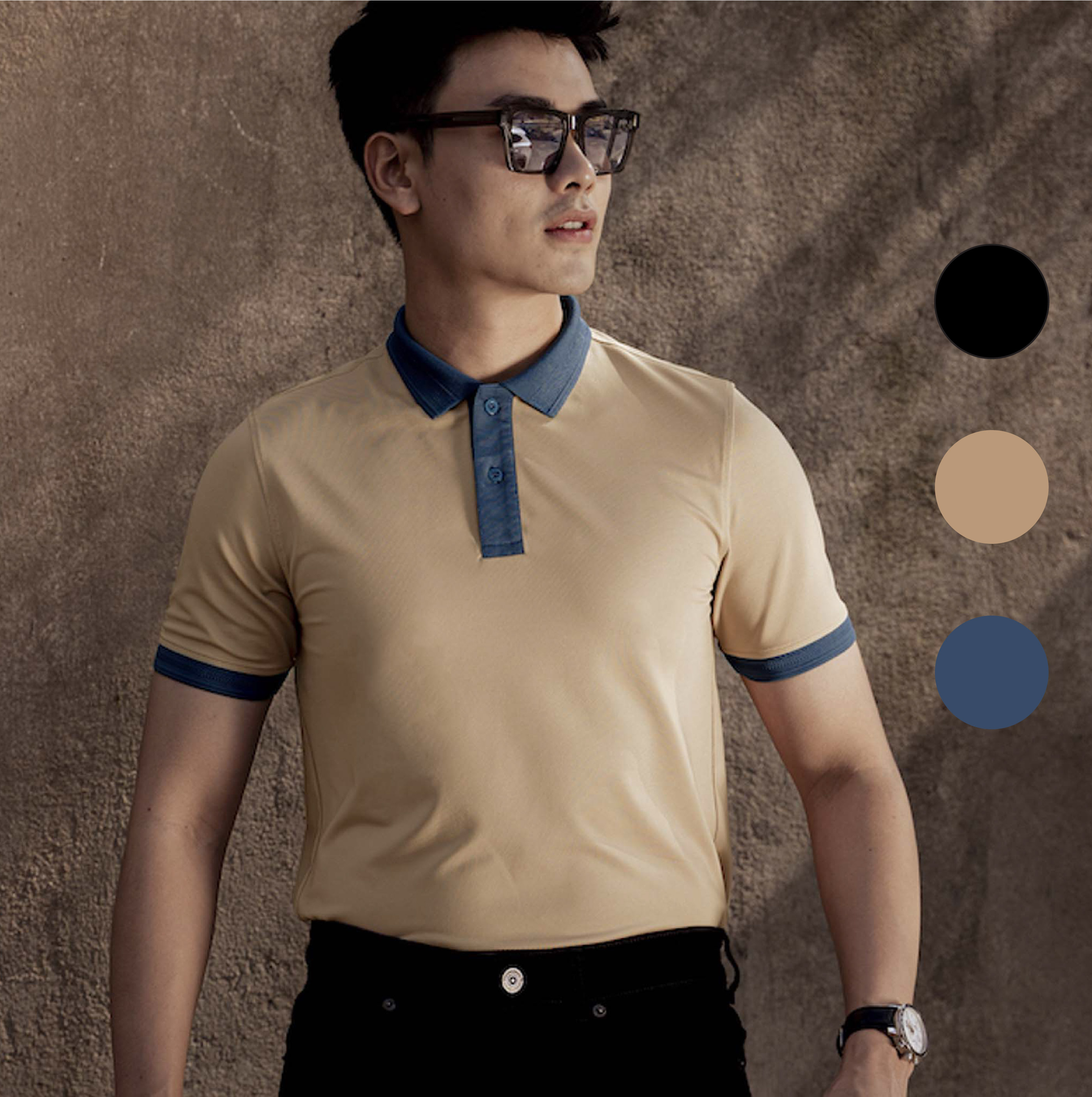 Áo thun polo nam Leman PL223 vải Coolmax pique co giãn Slimfit form