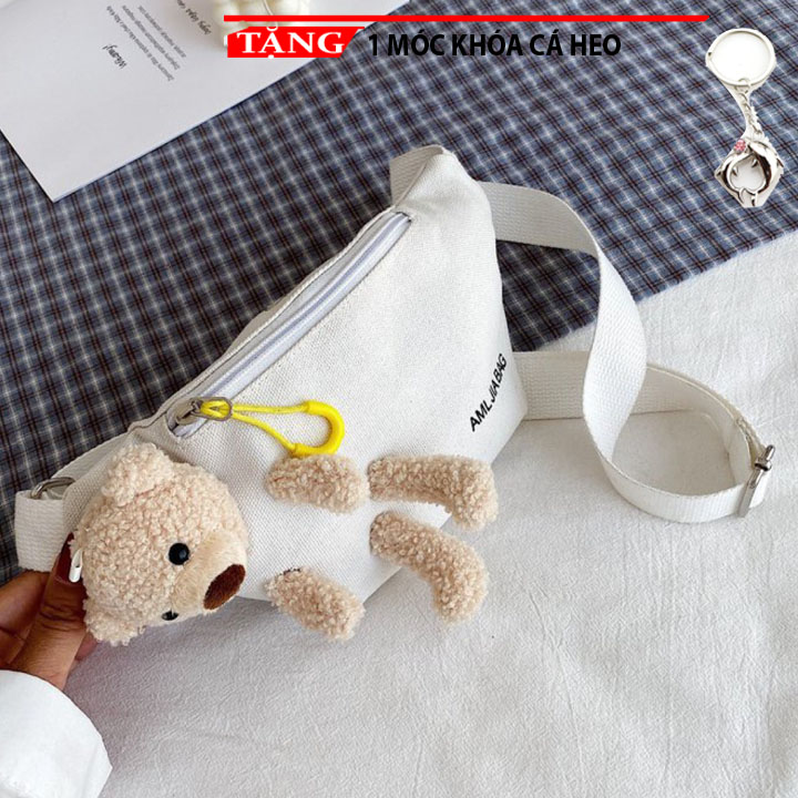 Túi đeo chéo Gấu giấu trong kiểu ngang mẫu ưa chuộng FF231 Tặng móc khóa cá heo