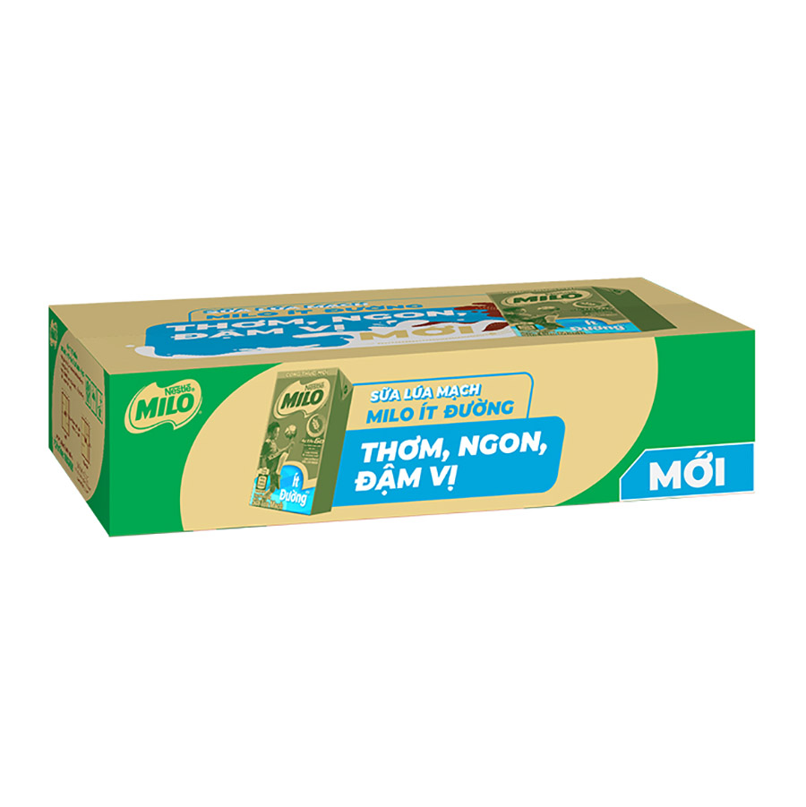 Sữa lúa mạch Nestlé MILO ÍT ĐƯỜNG - thùng 48 hộp x 110ml