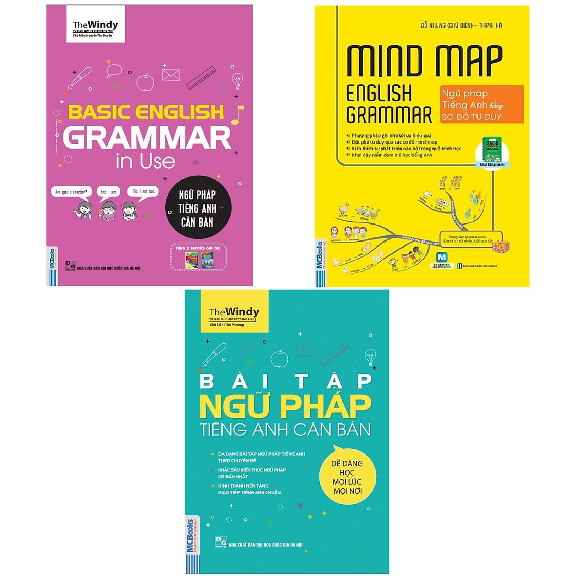 Combo Basic English Gramma In Use: Ngữ Pháp Tiếng Anh Căn Bản (Phiên Bản Chibi)+Mindmap English Grammar - Ngữ Pháp Tiếng Anh Bằng Sơ Đồ Tư Duy+Bài Tập Ngữ Pháp Tiếng Anh Căn Bản