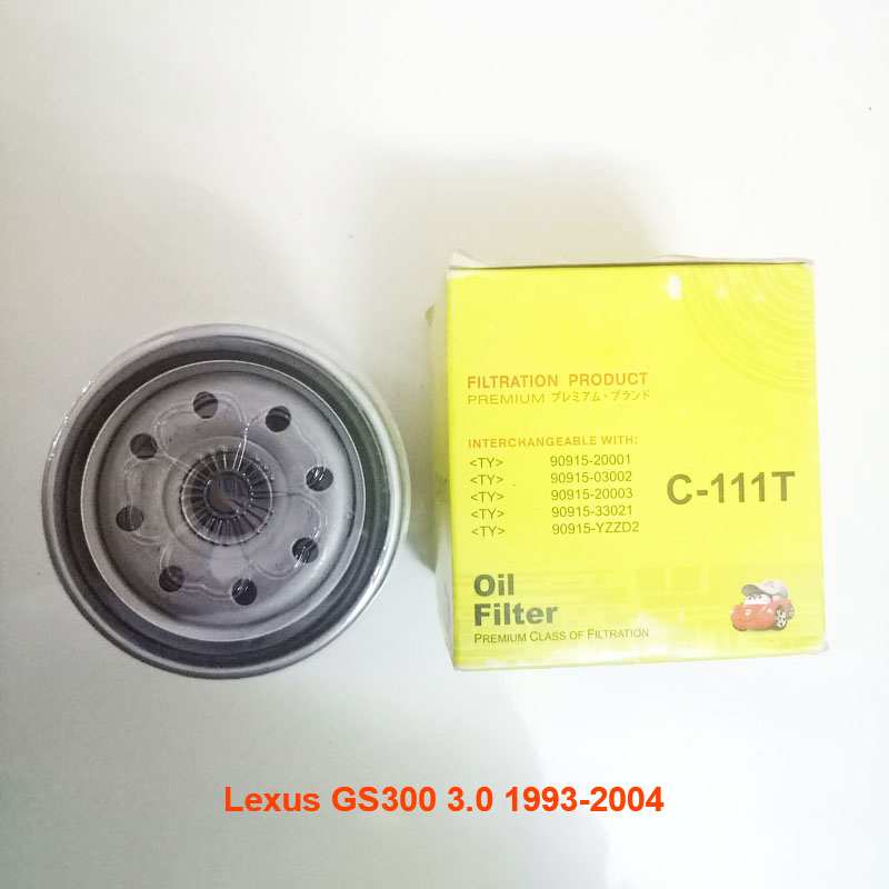 Lọc nhớt cho xe Lexus GS300 3.0 1993, 1994, 1995, 1996, 1997, 1998, 1999, 2000, 2001, 2002, 2003, 2004 90915-YZZG1 mã C111T-6