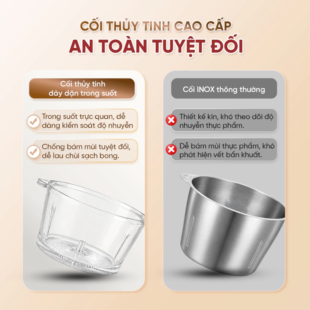 Máy Xay Thịt Đa Năng MSCHOPPER4S cối thủy tinh xay thịt, xay gia vị siêu nhanh Công Suất 300W Dung tích 1.8L - Hàng chính hãng