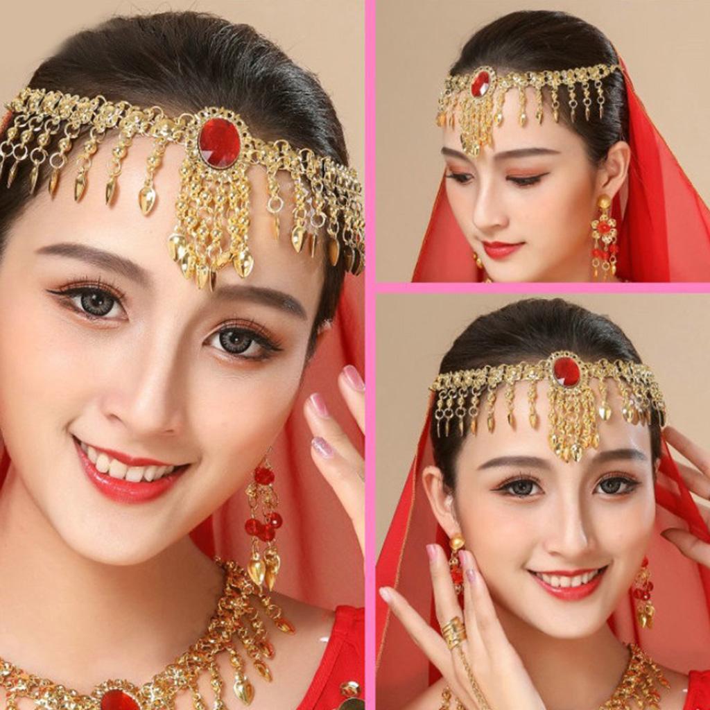Belly Dance Jewelry Set - Earrings Necklace Head Chain Bracelet Ear Clip