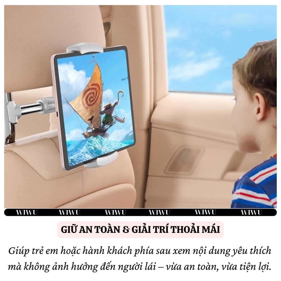 Giá Đỡ Điện Thoại /cho iPhone / cho iPad / máy tính bảng Gắn Tựa Đầu Ghế sau Ô Tô hiệu WIWU Lazy Bracket CH017 xoay 360 Thiết bị 4.7 - 13 inch - hàng nhập khẩu