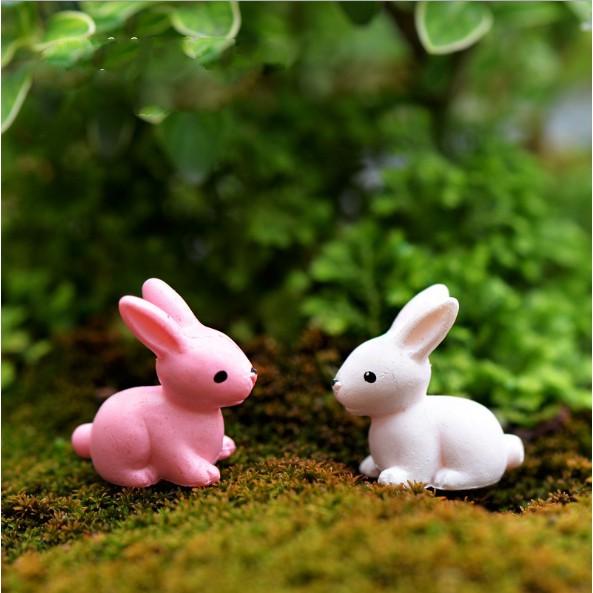 Mô hình thỏ trắng và thỏ hồng cute trang trí tiểu cảnh, móc khóa, DIY