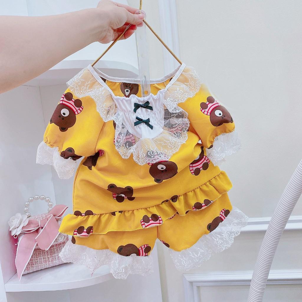Bộ pijama phối ren hình QATE685 cho bé gái