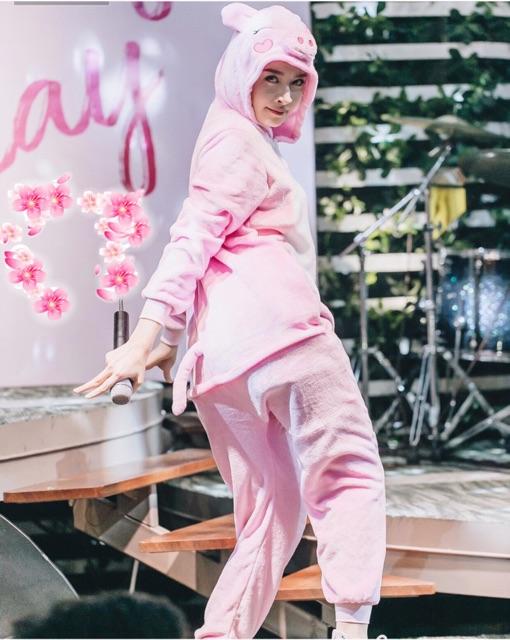 Bộ Đồ Hình Thú Heo Hồng Người lớn