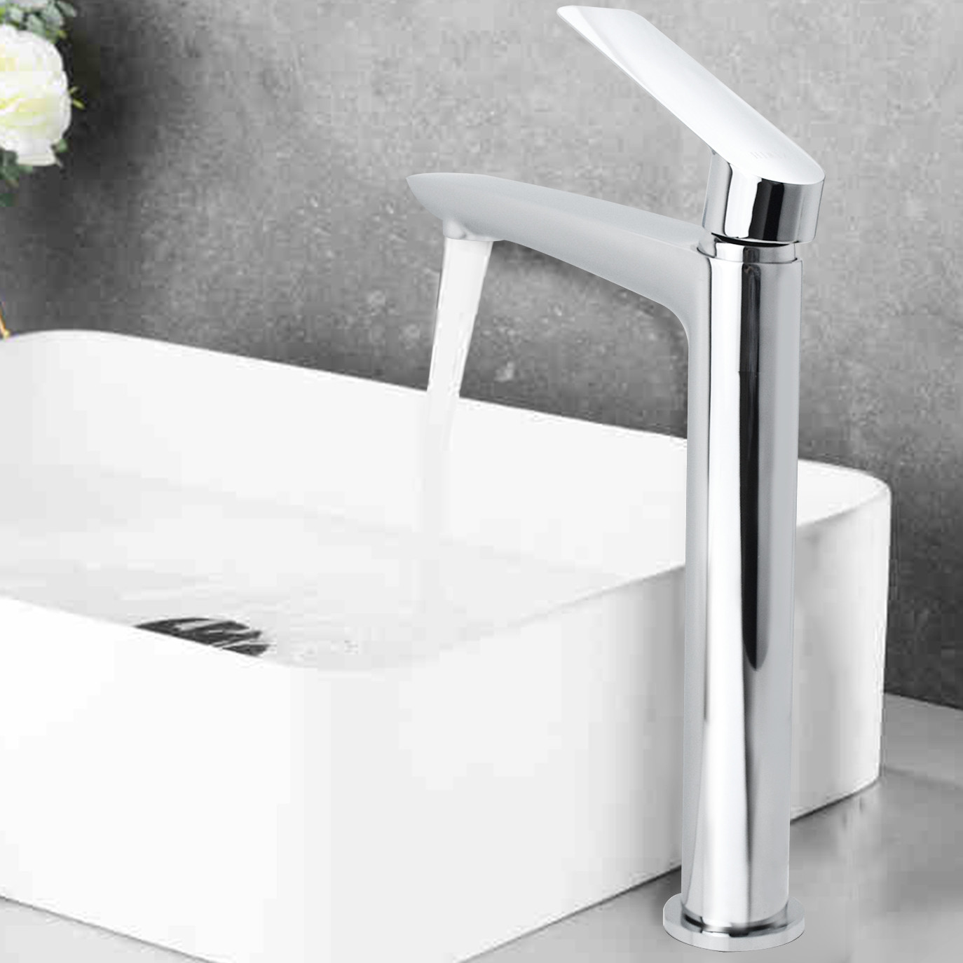 Combo vòi bếp KF-923 + vòi lavabo KF-765 đồng gương sáng bóng cao cấp Hiwin