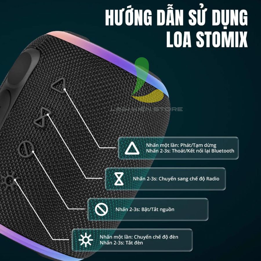 Loa Bluetooth GoChek Stomix C8 - Loa nghe nhạc mini khả năng chống nước IPX7, chuẩn nén âm thanh AAC - Hàng chính hãng
