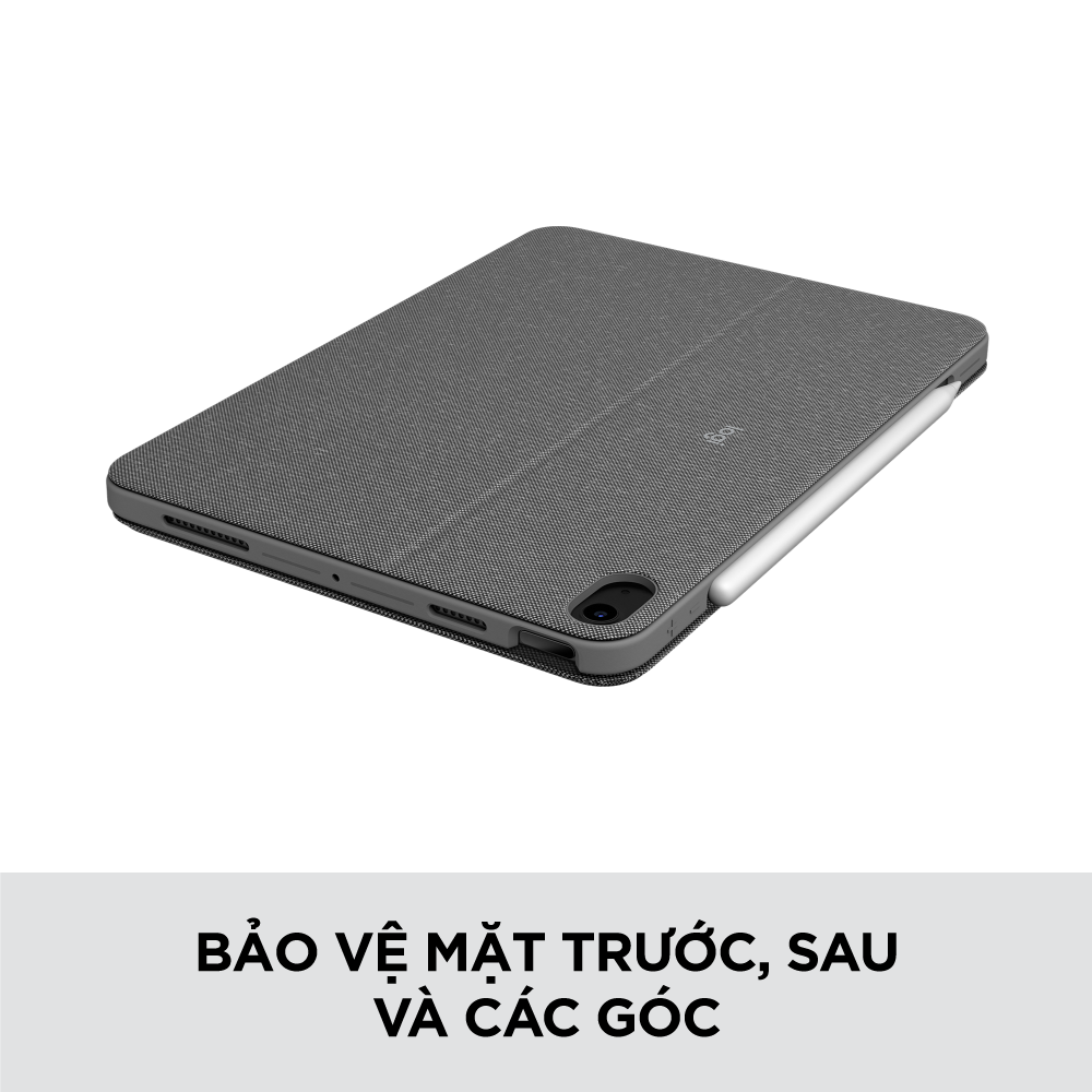 Bao da kèm bàn phím Logitech Combo Touch iPad Air gen 4, gen 5 - Backlit keys có thể tháo rời, Trackpad siêu nhạy - Hàng chính hãng