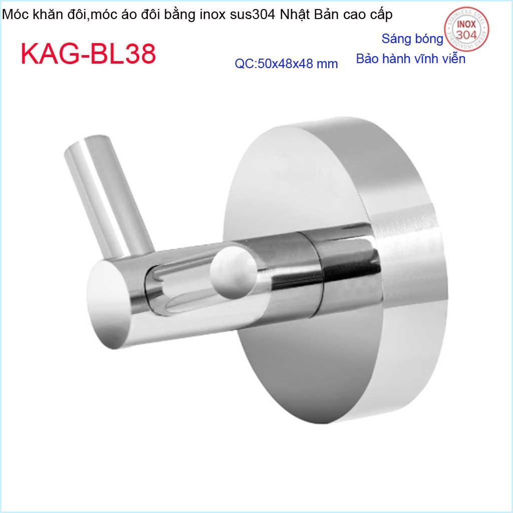 Móc khăn 2, Phụ kiện phòng tắm cao cấp Kace,móc áo đôi inox 304 Nhật Bản KAG-BL38