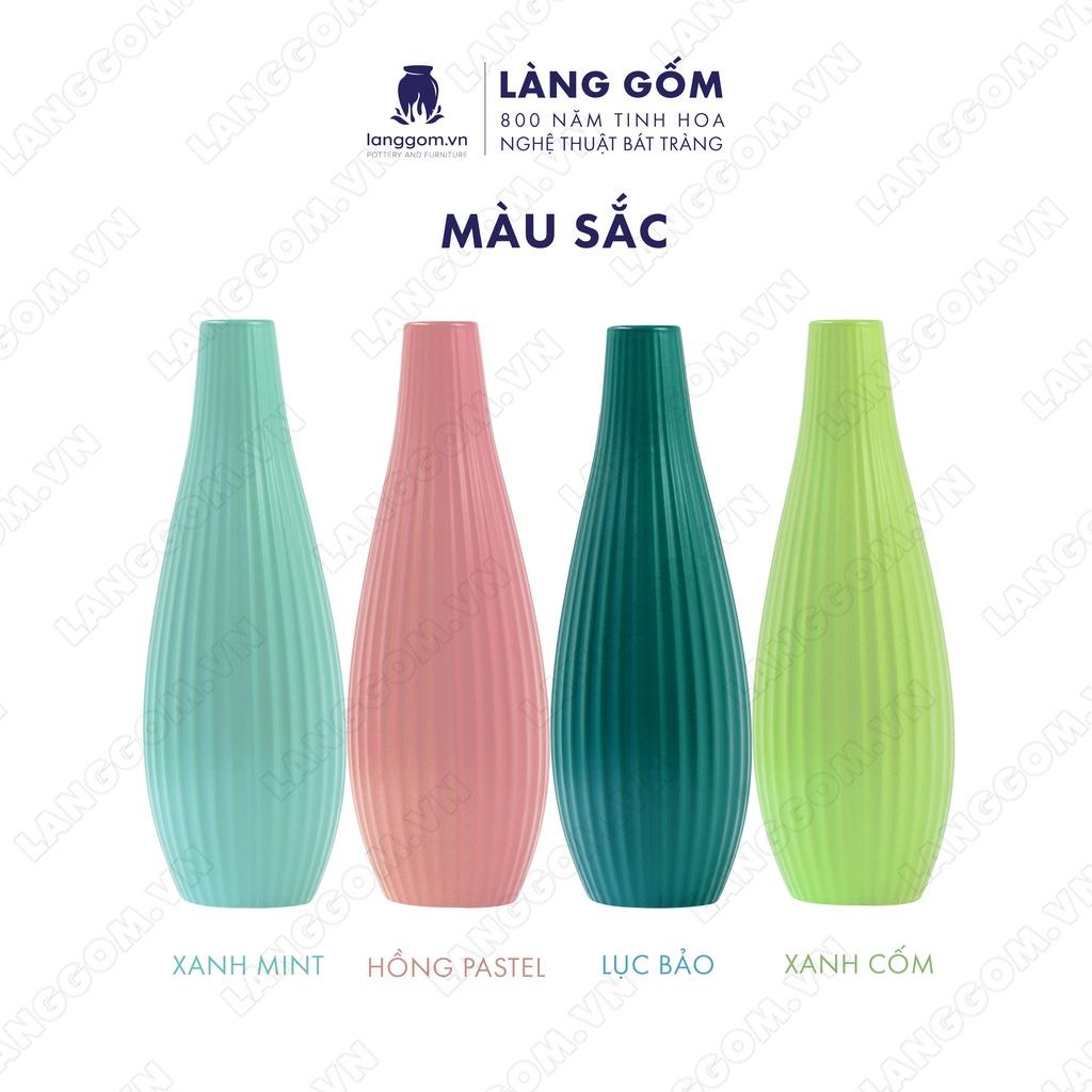 Bình hoa, lọ hoa Gốm sứ Bát Tràng cao cấp Men mát bầu khía dùng làm quà tặng, trang trí - Làng Gốm Bát Tràng