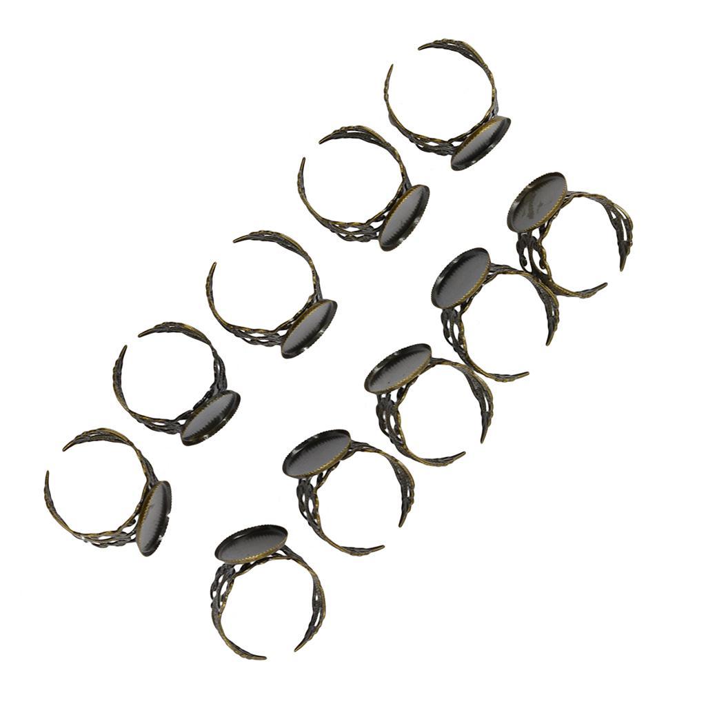 Adjustable Brass Blank Bezel Filigree Flower  DIY Making