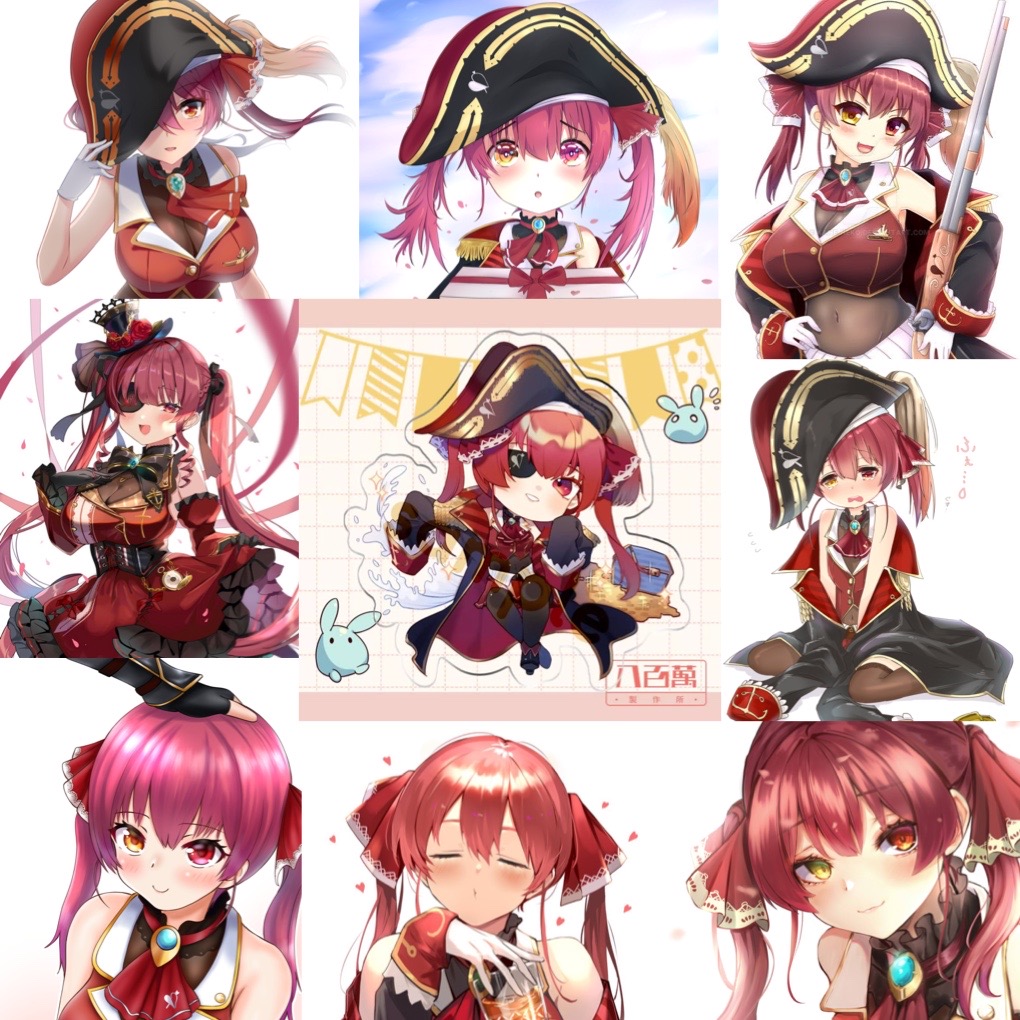 Ảnh Sticker Vtuber Houshou marine Hololive 30-60 cái ép lụa khác nhau/ hình dán Houshou marine