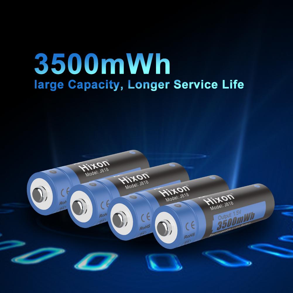 4 pin 3500mWh 1.5V AA Lithium có thể sạc lại, Đầu ra hiệu suất cao không đổi trong 1200 chu kỳ. Mua bộ sạc riêng Điện áp danh định: 1,5V