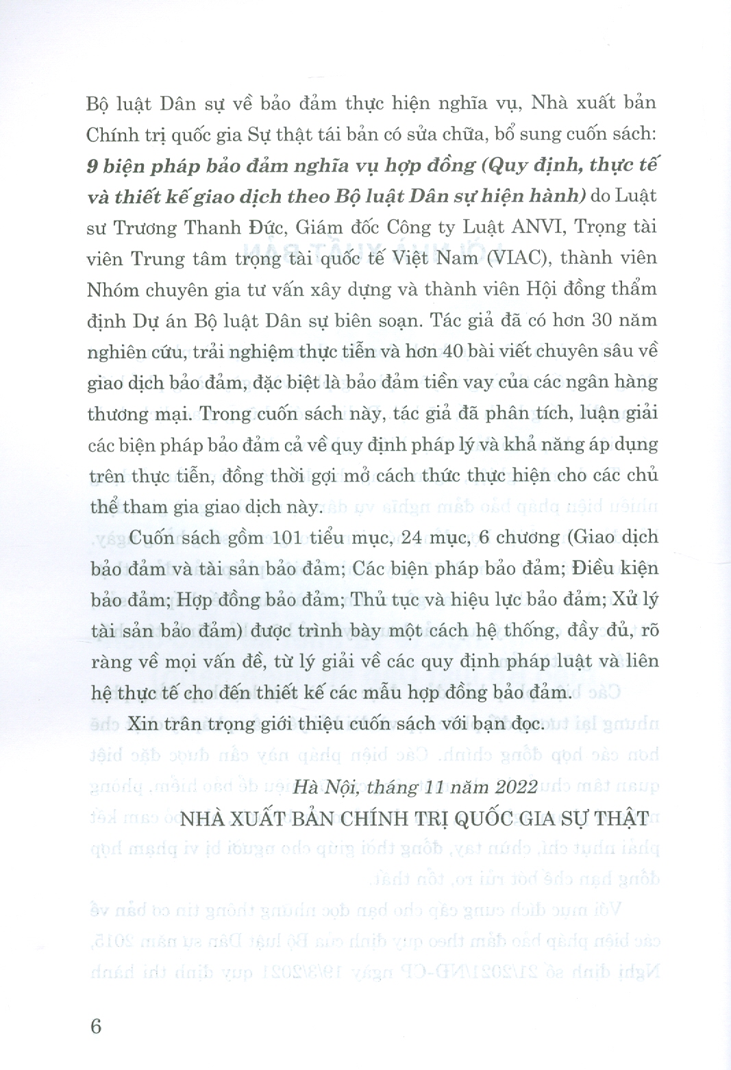 9 Biện Pháp Bảo Đảm Nghĩa Vụ Hợp Đồng (Quy định, thực tế và thiết kế giao dịch theo Bộ luật Dân sự (hiện hành)) (Tái bản lần thứ 4, có sữa chữa, bổ sung)