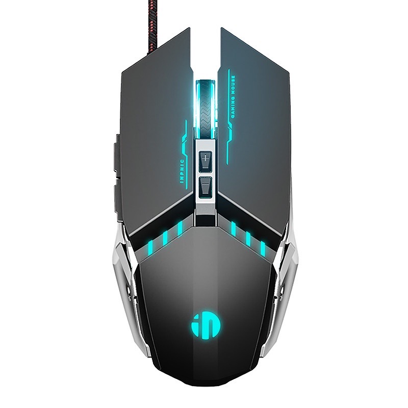 Chuột gaming có dây TEKKIN INPHIC PW2 chuột chơi game máy tính LED 12 màu, khung kim loại, 4000DPI cá tính - hàng nhập khẩu