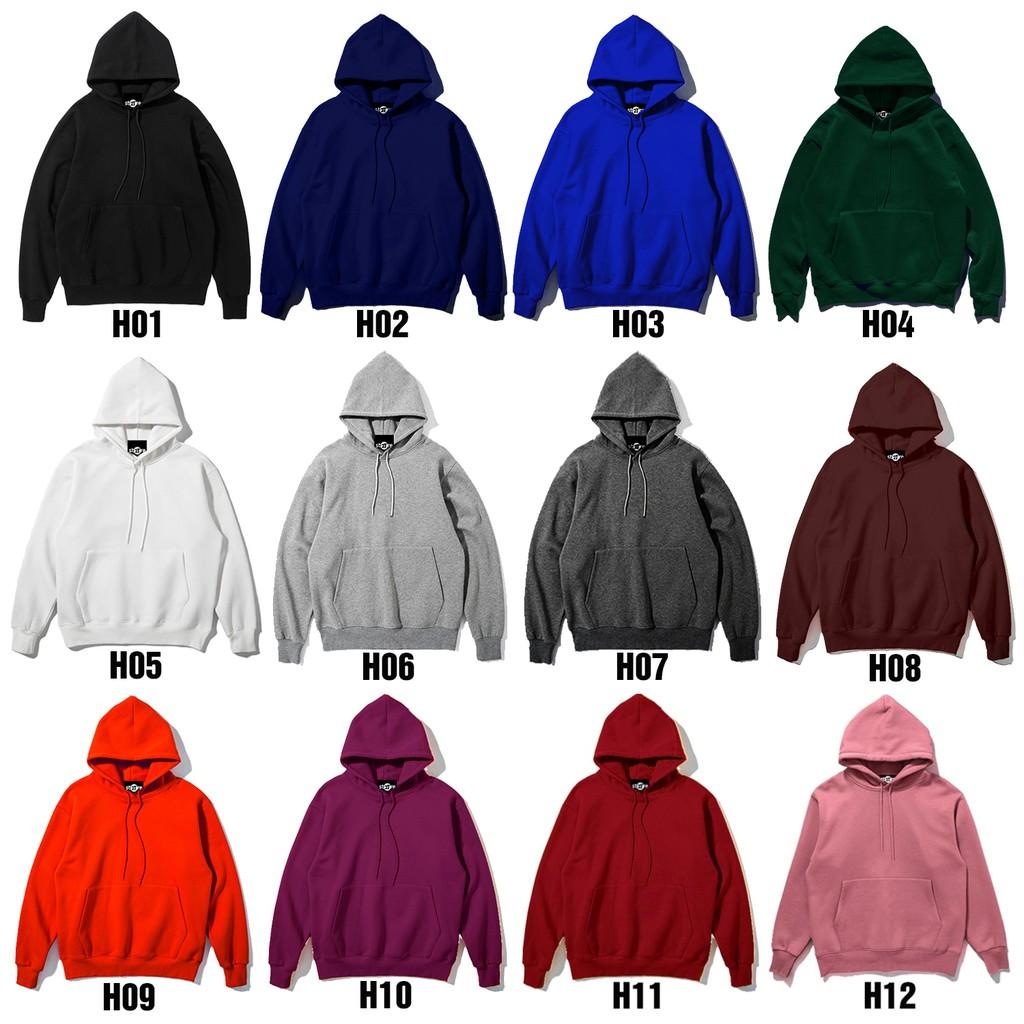 Áo Hoodie unisex 2T Store Bst màu sắc H01 đến H12 khoác nỉ chui đầu nữ nón 2 lớp dày dặn chất lượng đẹp