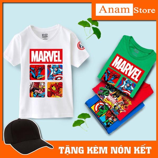 Áo thun trẻ em Marvel, Tặng Kèm nón kết, Có size người lớn, Anam Store