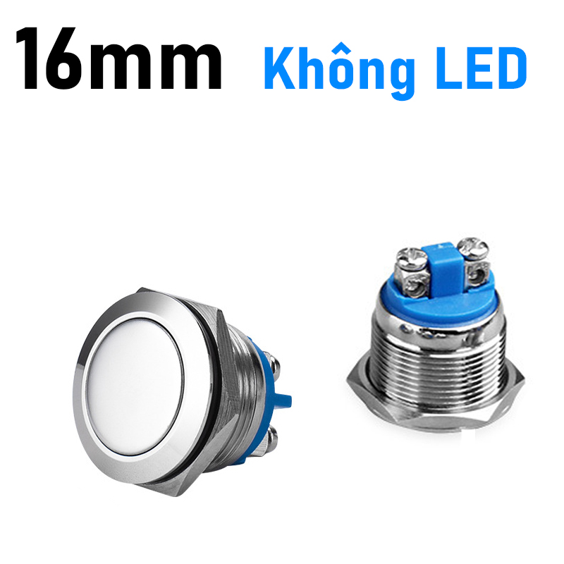 Nút công tắc, Nút nguồn Nhấn nhả, Nhấn đề 16mm  Vỏ INOX chống nước