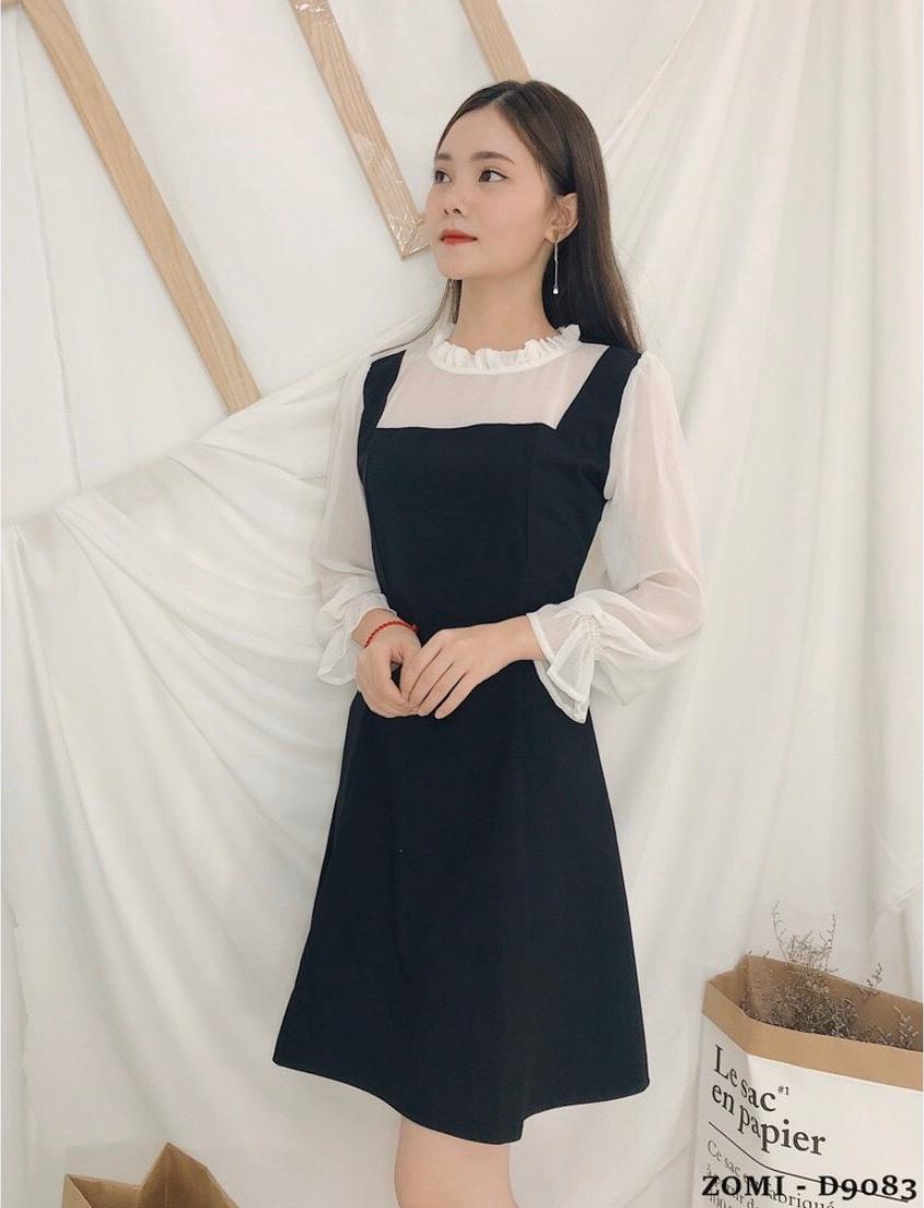 Đầm Yếm Phối Tay Voan Trắng Nhẹ Xinh May Liền