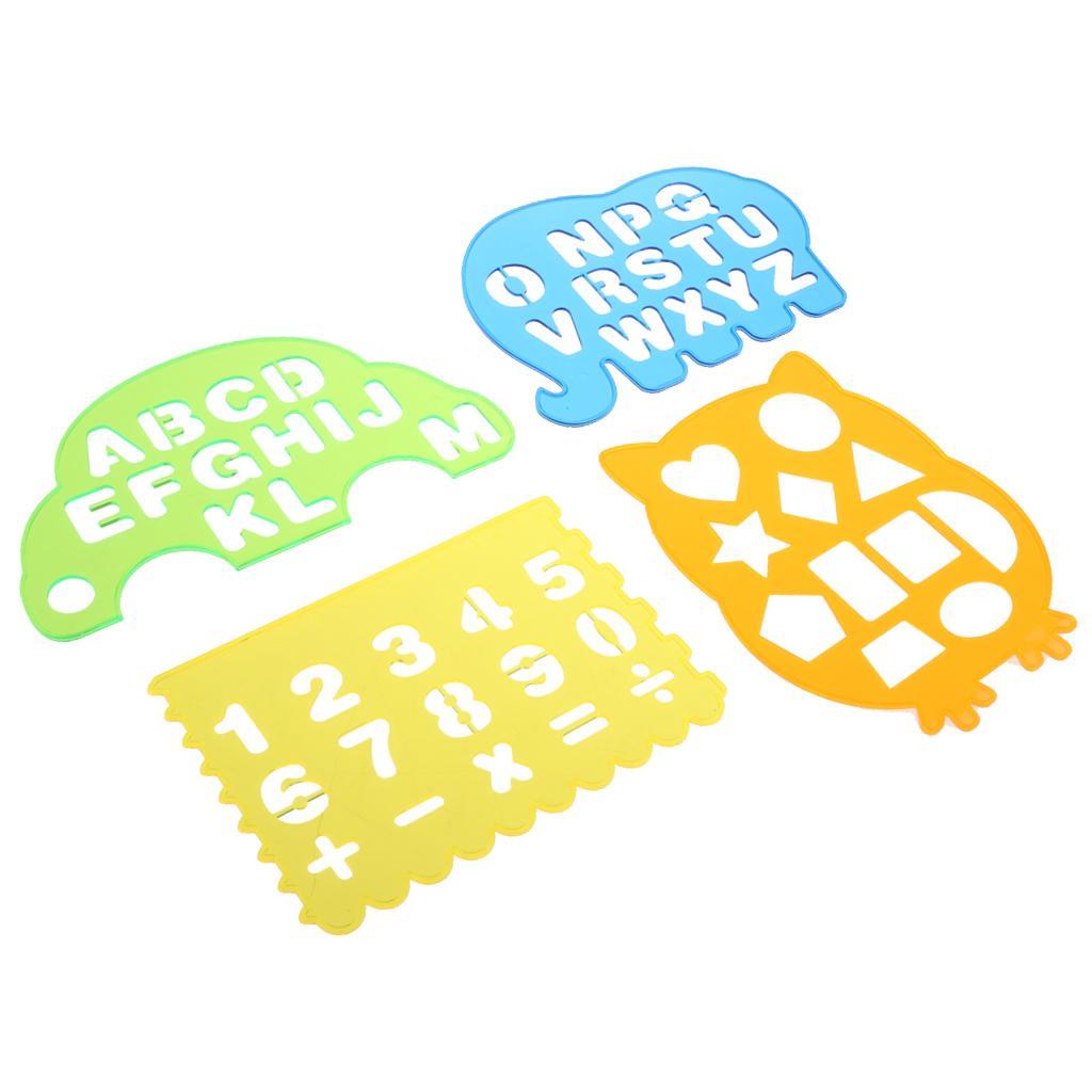 Painting Template and Seal Toy Painting Tool Kit for Kids Early DIY Learning Include Numbers, Geometric Patterns and Alphabet