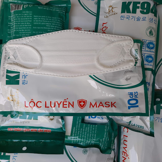 Khẩu trang y tế KF94 LỘC LUYẾN 4 lớp sản xuất tại Việt Nam theo công nghệ 4D Hàn Quốc kháng khuẩn và lọc sạch bụi mịn