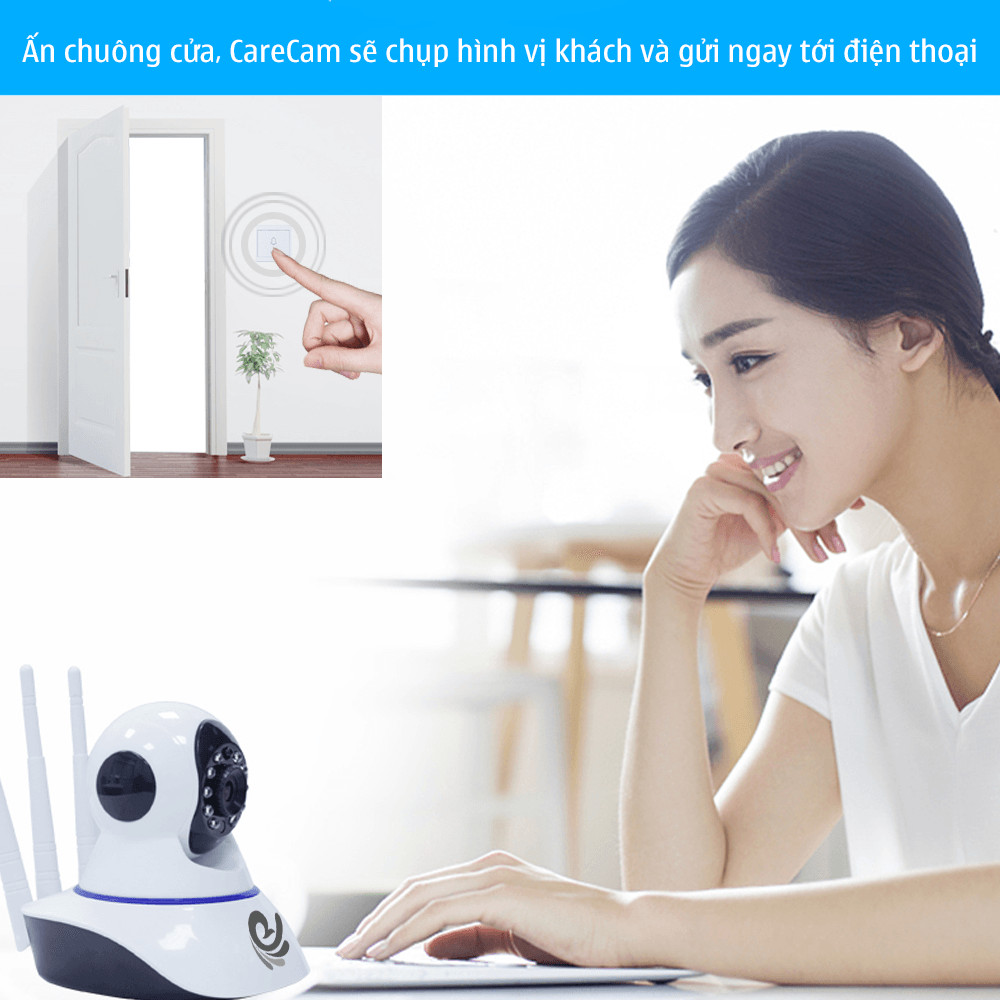 Camera Wifi Kết Nối Wifi Không Dây  Trong Nhà CareCam CC1021 Phiên Bản Nâng Cấp Của XF2+3 - Siêu Nét 2.0 FullHD 1920x1080p - Dùng APP CARECAM PRO - Hàng Nhập Khẩu