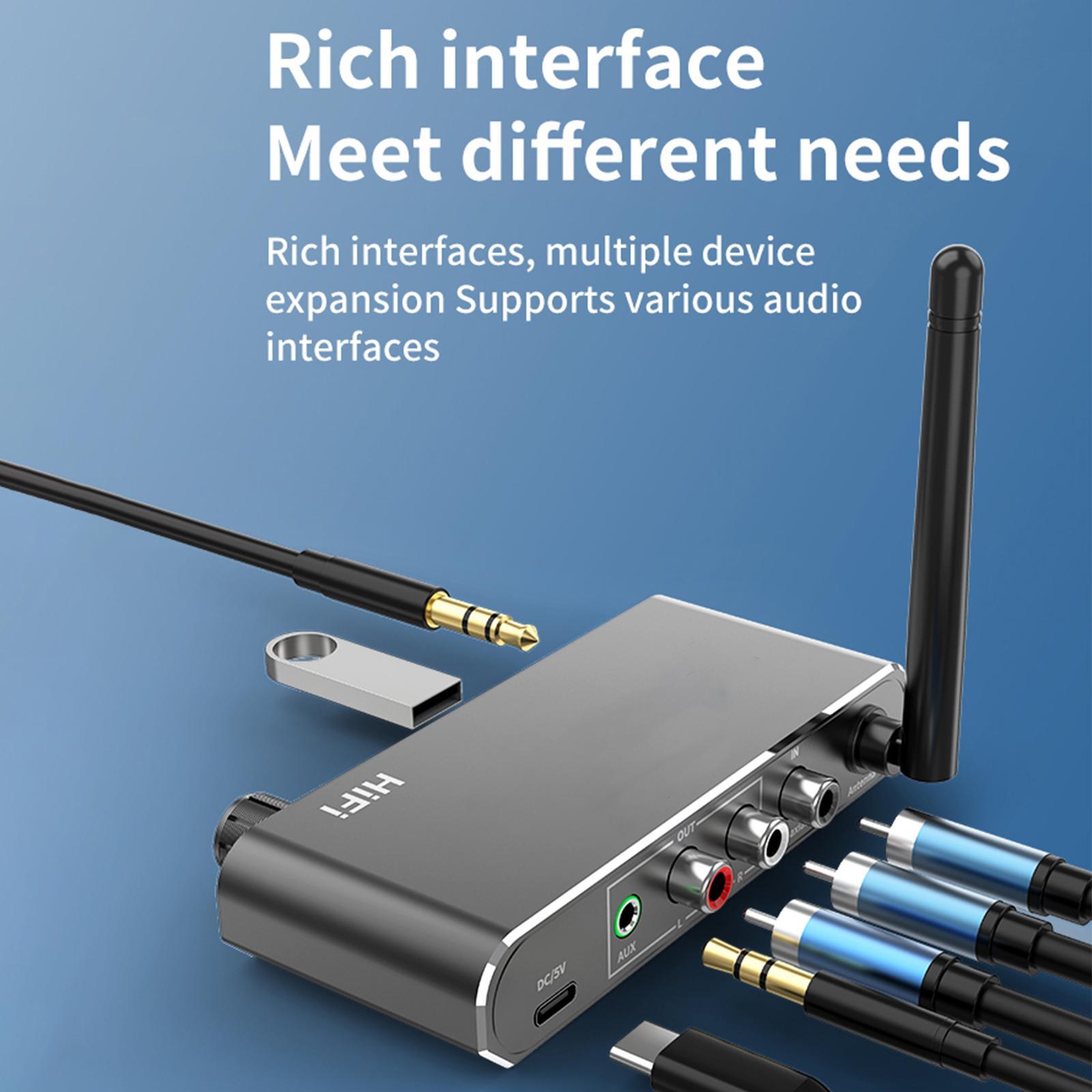 V5.2 Audio Receiver DAC Converter Wireless Audio Adapter for Headphones