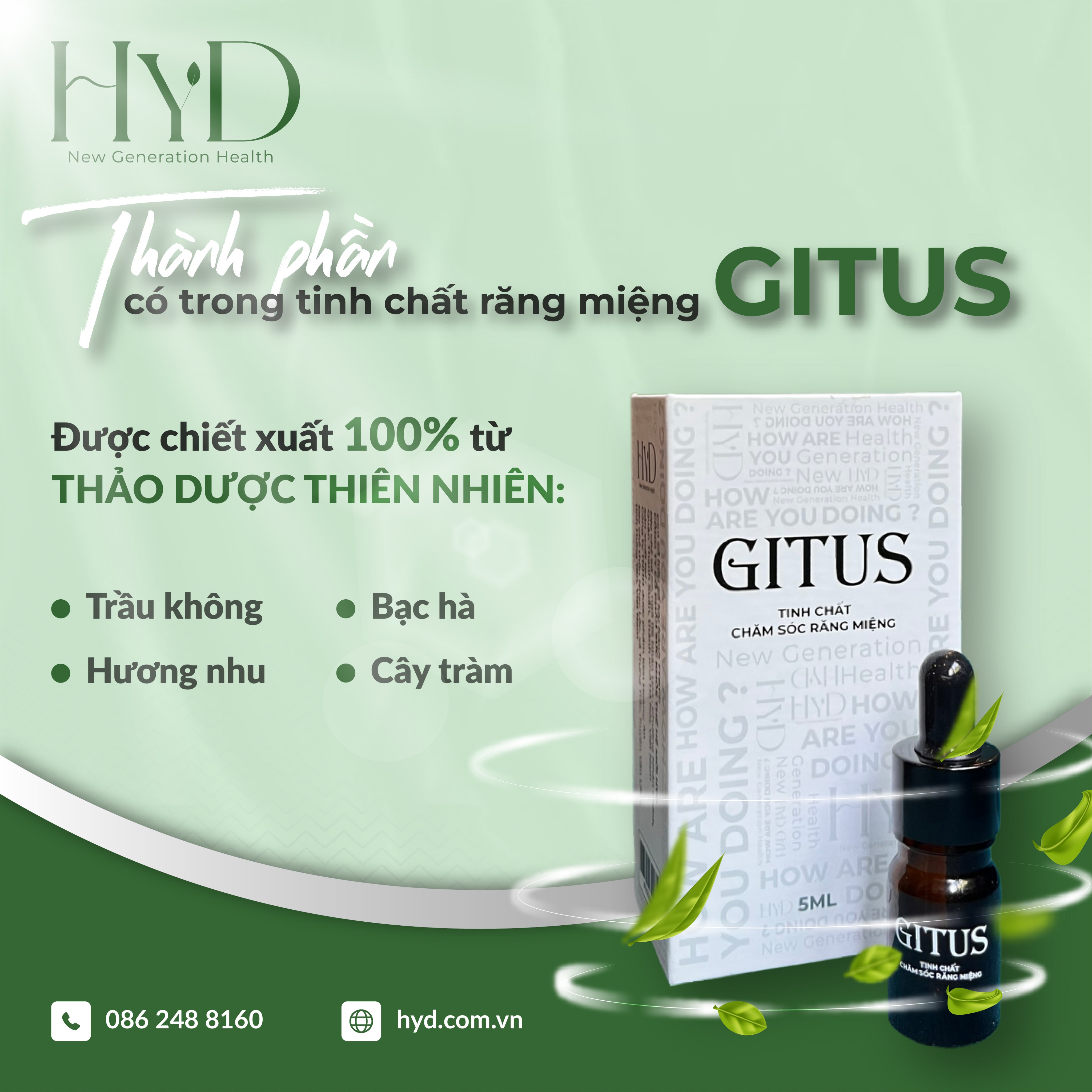 Tinh Chất Chăm Sóc Răng Miệng Gitus - Hỗ Trợ Điều Trị Hôi Miệng, Sâu Răng, Chảy Máu Chân Răng, Viêm Họng Hạt, Viêm Amidan