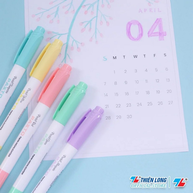 Bộ 5 cây bút dạ quang màu Pastel Thiên Long Pazto HL-016 - Bút dạ quang rửa được - Không để lại vết khi Photocopy