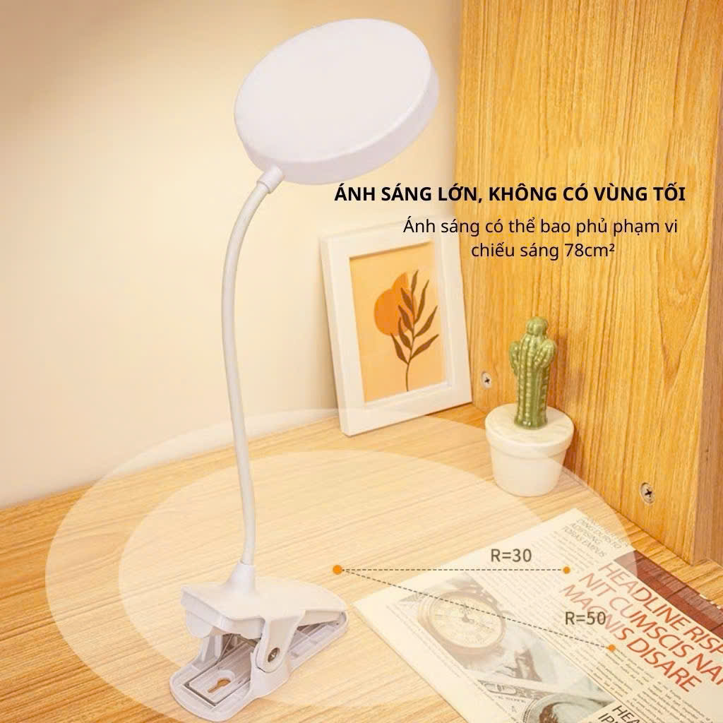 Đèn bàn LED đèn học kẹp bàn để bàn treo giá sách cảm ứng có 3 chế độ sáng bảo vệ mắt tiết kiệm điện chống ánh sáng xanh - Hàng chính hãng