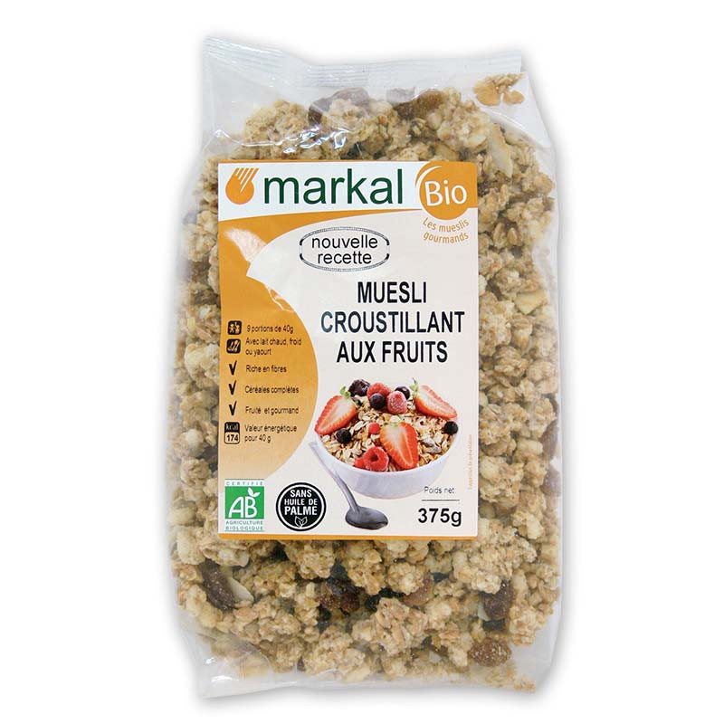 Ngũ cốc giòn trái cây hữu cơ Markal 375g