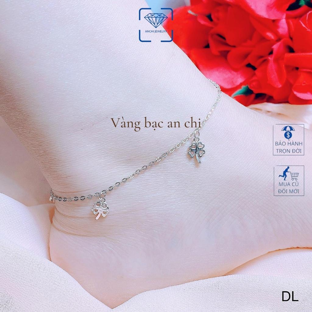 Lắc chân bạc nữ thời trang hè 2022 gắn chuông, trăng sao, quả lắc, cỏ 4 lá. trang sức Anchi jewelry