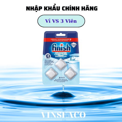 Viên vệ sinh máy rửa chén bát Finish chính hãng, vỉ 3 viên, loại bỏ cặn bẩn, hương thơm dễ chịu