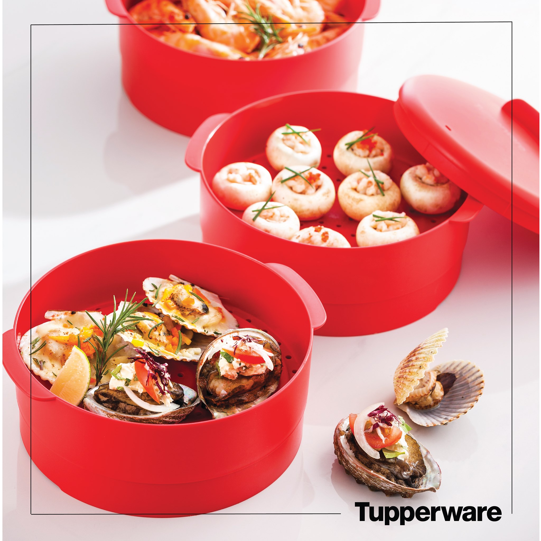 Xửng Hấp 2 Tầng Steam It Tupperware - Đỏ