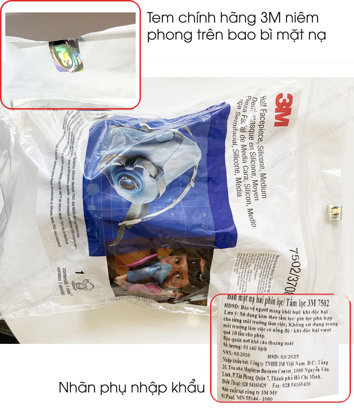 Bộ mặt nạ phòng độc 3M 7502 7 món - Mặt nạ chống độc - chống bụi - Mặt nạ phun sơn chống hóa chất