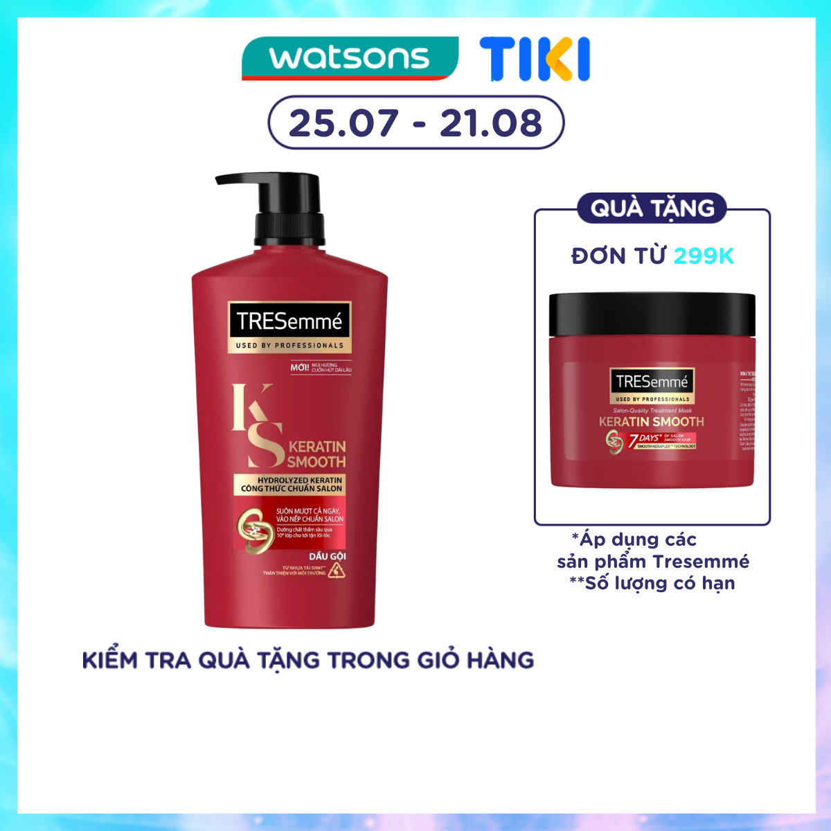 Dầu Gội Tresemmé Keratin Smooth Tinh Dầu Argan &amp; Keratin Vào Nếp Suôn Mượt 850g